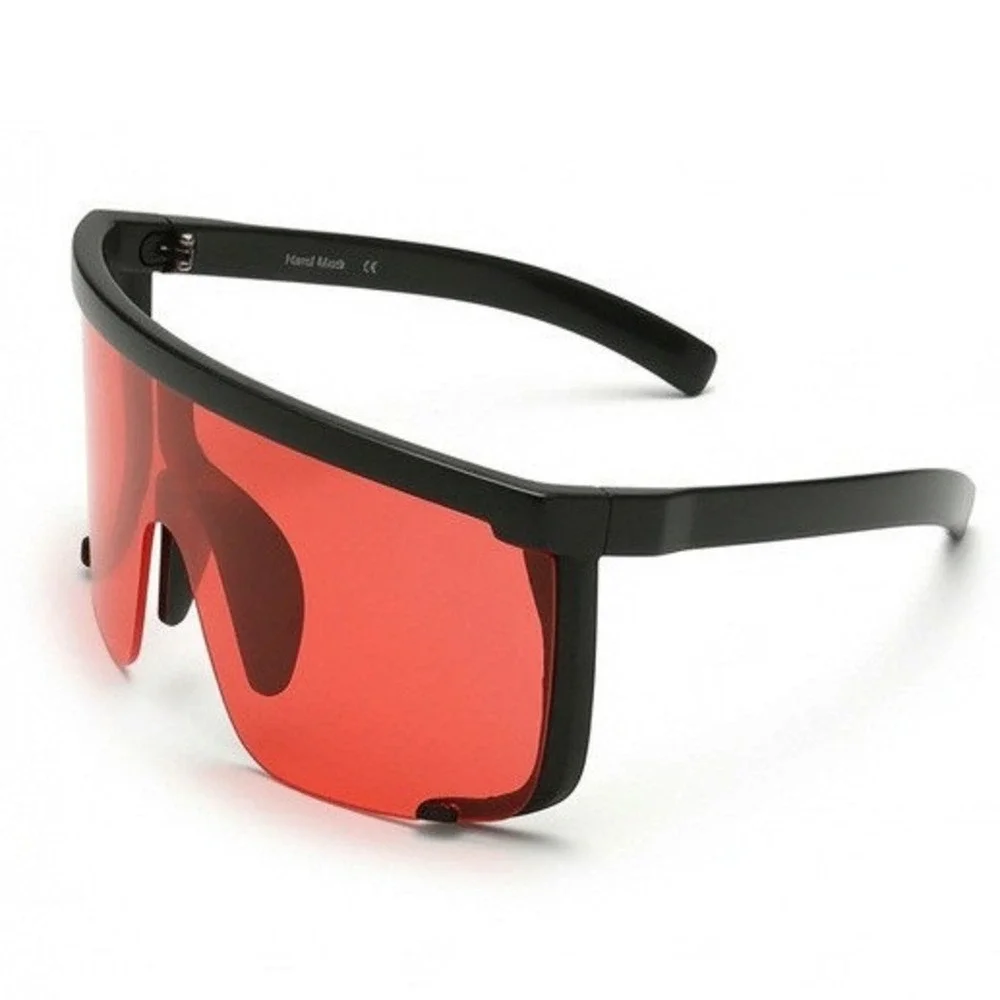 Men Shield Sunglasses Ideal For High-Speed Cycling Outdoor Sports Red Lens Gafas
